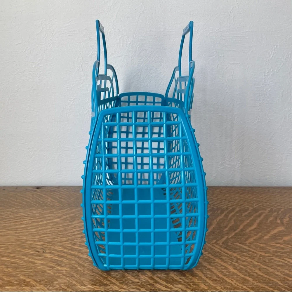 1970s Jelly Basket Bag • Beach Bag • Shopping Tote • Plastic Basket Bag - Picture 3 of 6